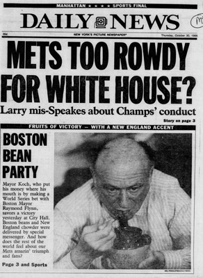 METS TOO ROWDY FOR WHITE HOUSE?