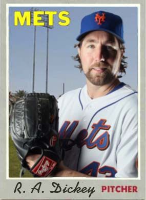 Mets RA Dickey Cy Young Award 2 Card Collector Plaque w/8x10 Photo